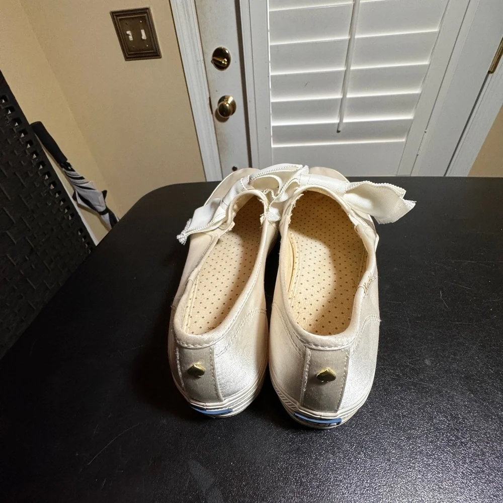 Kate Spade  ked’s satin bow slip on sneakers 9.5